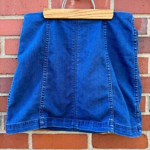 Free People stretch blue denim mini skirt- 28” waist